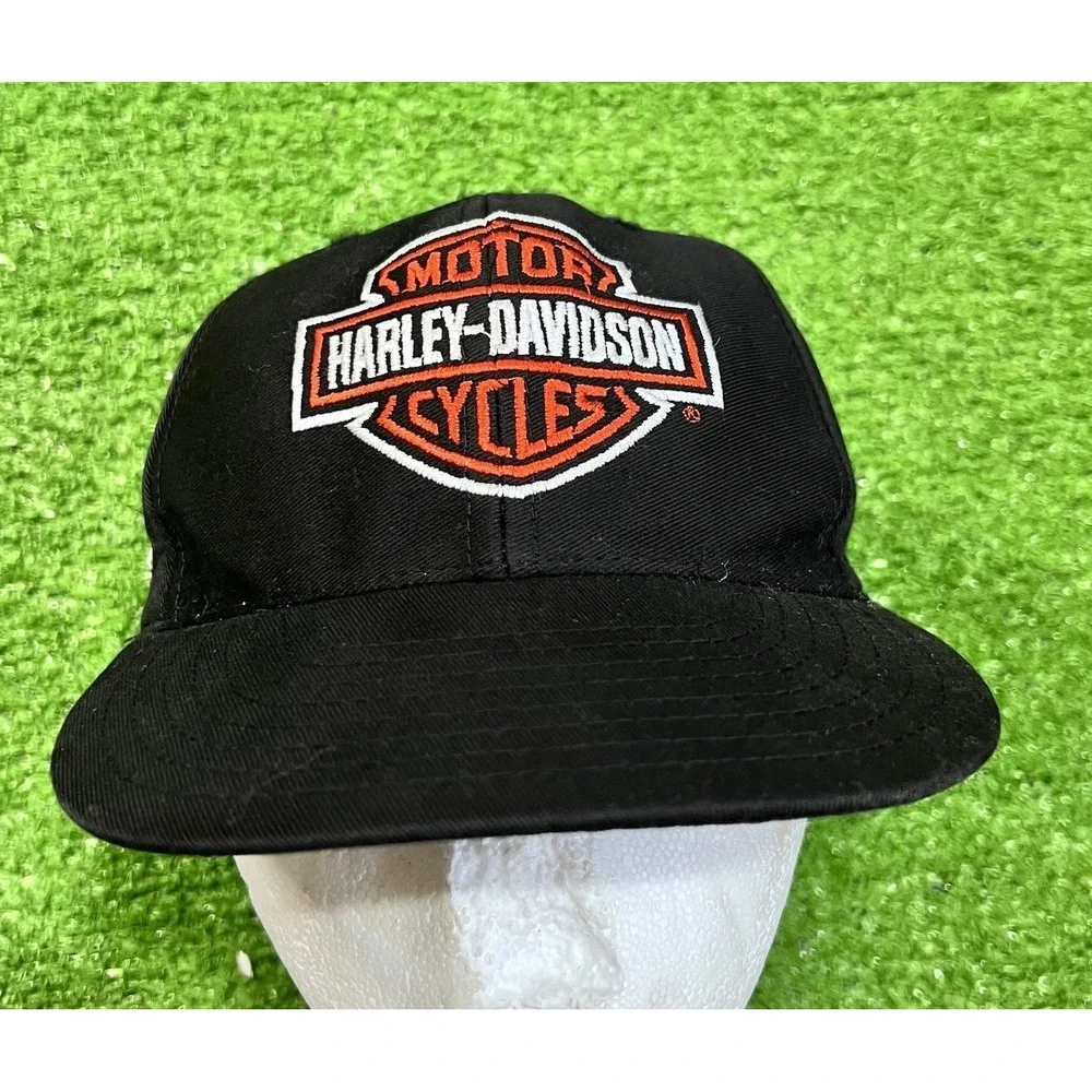 Vintage Harley Davidson Youth Hat HD Logo SnapBack Born To Ride U.S. Flag 90s Y2